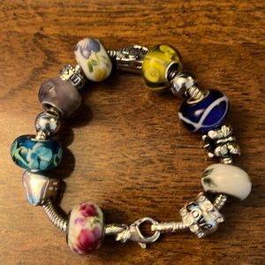 Silver bracelet and charms set